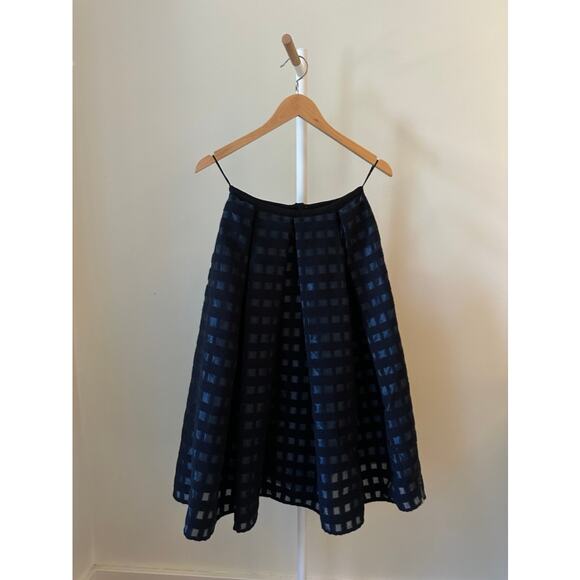Erdem Ina Skirt in Navy Grid Jacquard, Size 2 (US) - Picture 1 of 5